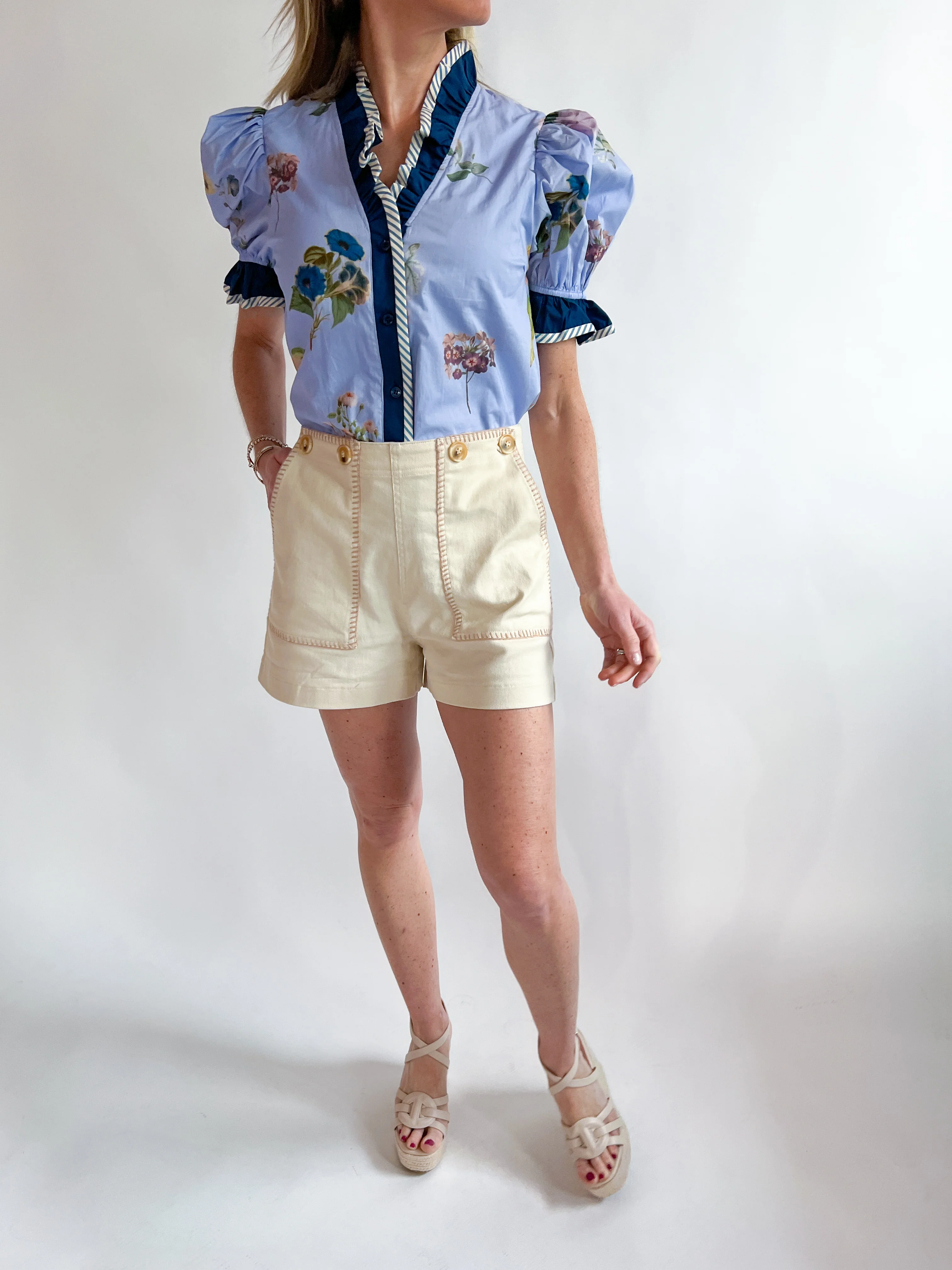 Sheena Floral Contrast Trim Top - Image 2