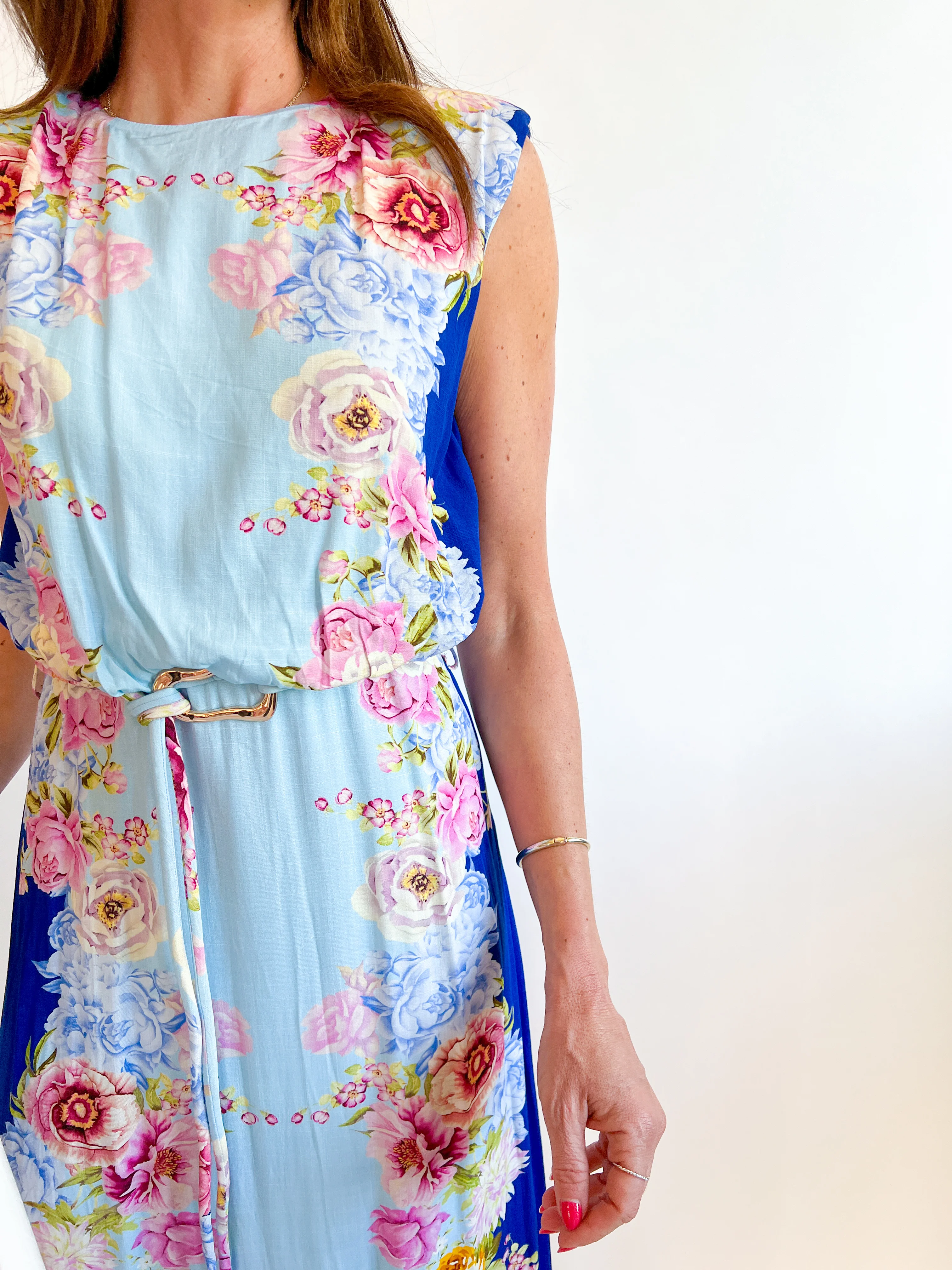Blue Botanical Midi Dress - Image 2