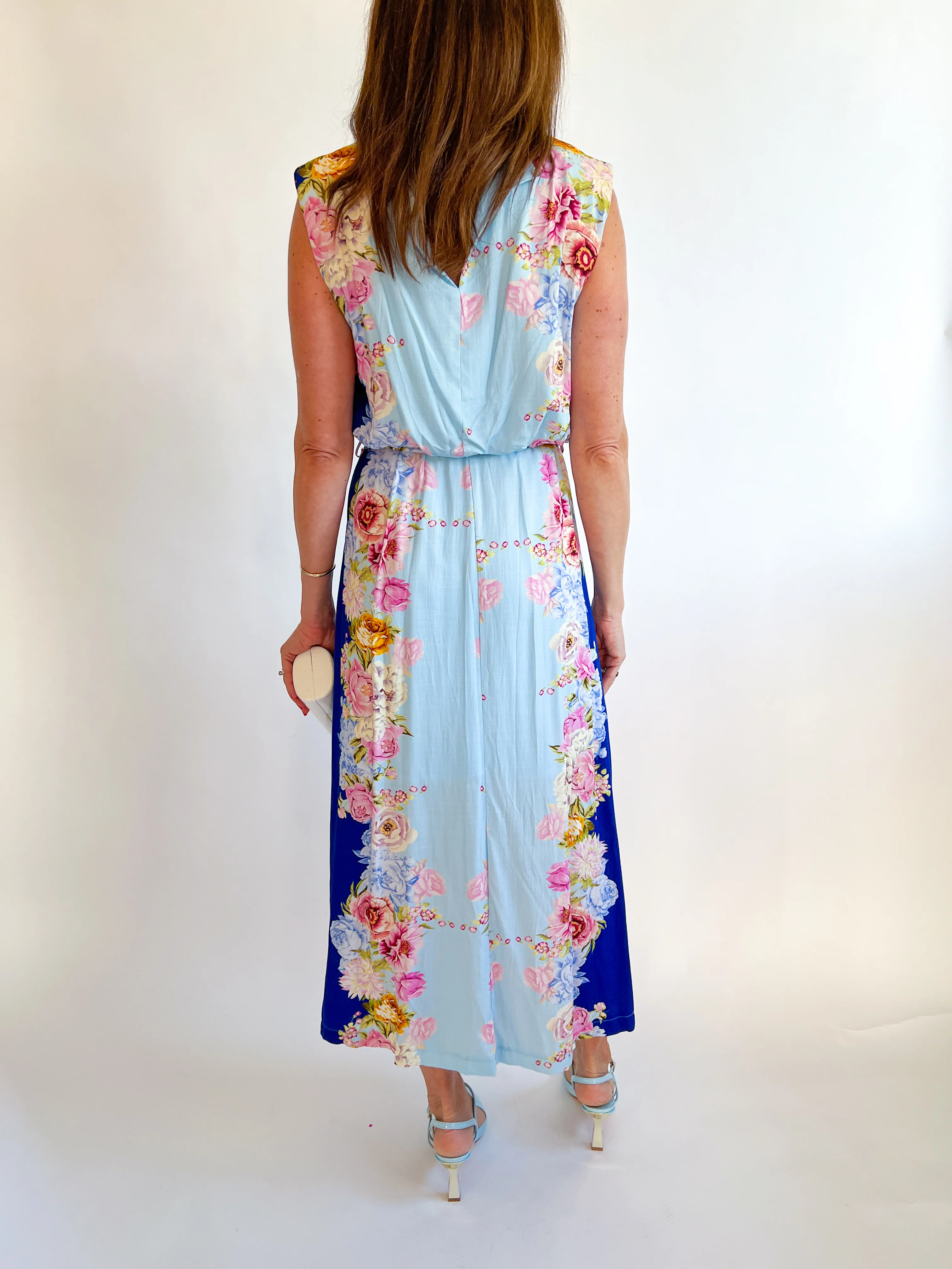 Blue Botanical Midi Dress - Image 3