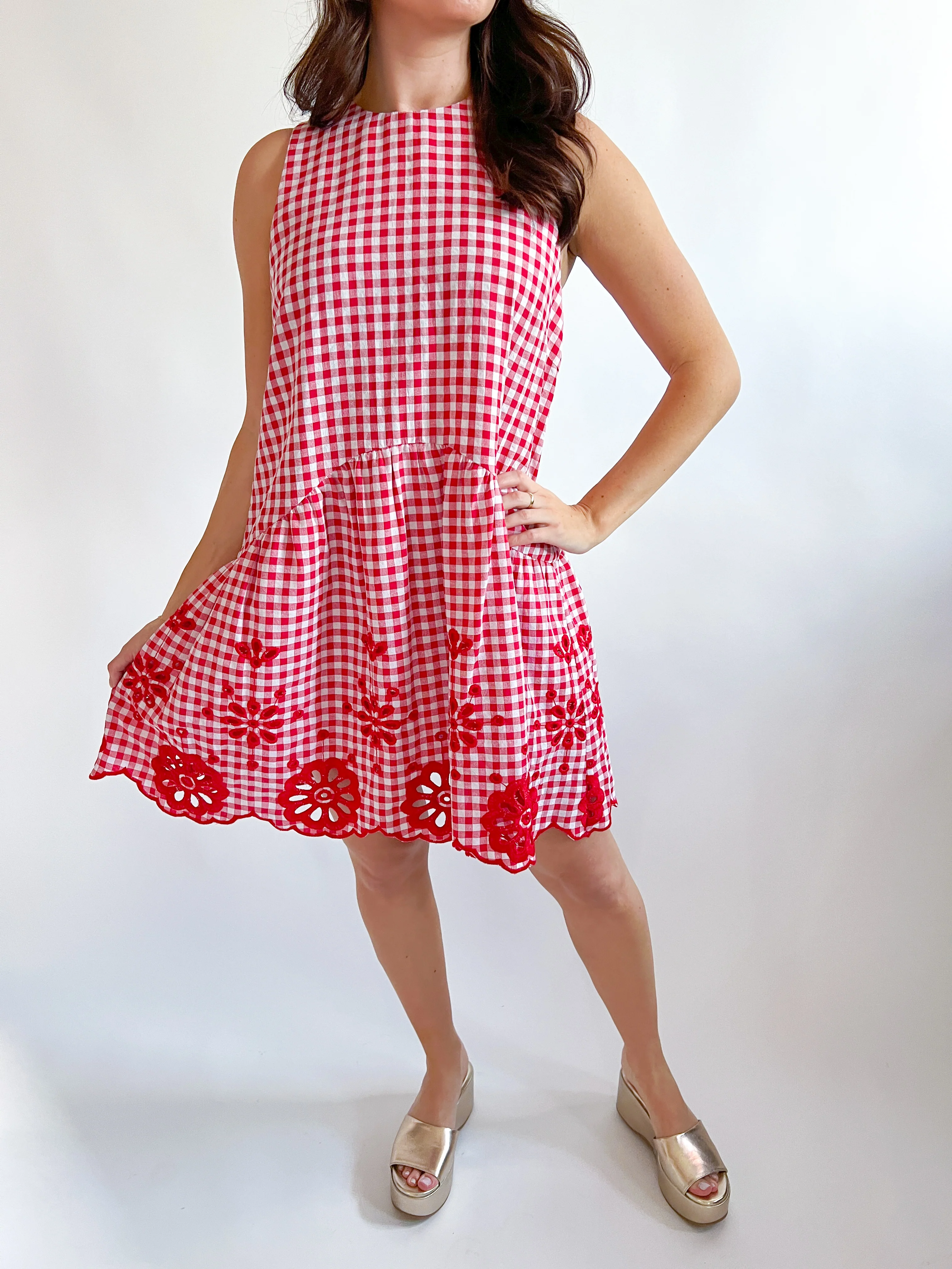 Red Gingham Mini Dress - Image 2