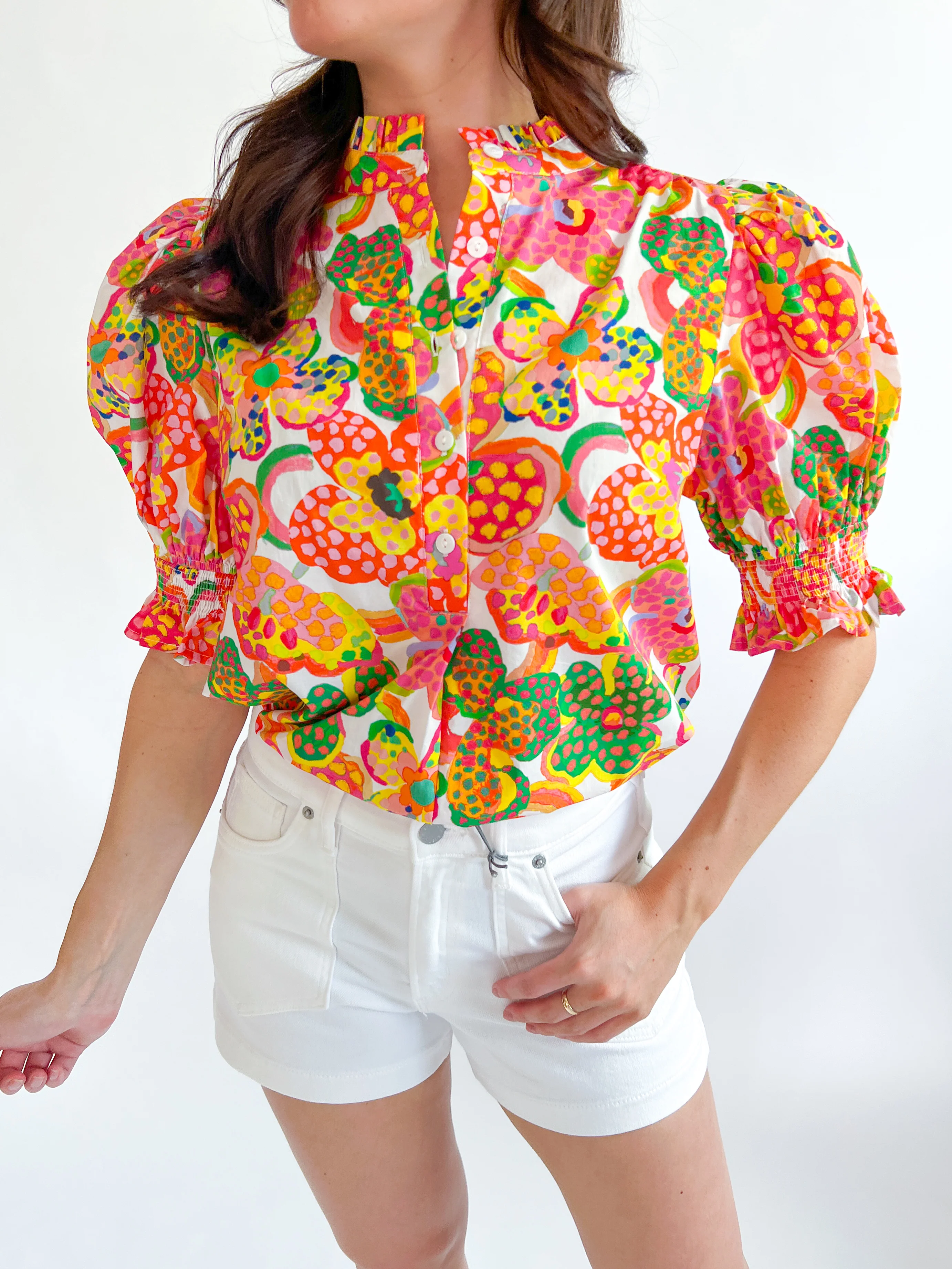 Retro Floral Short Sleeve Top