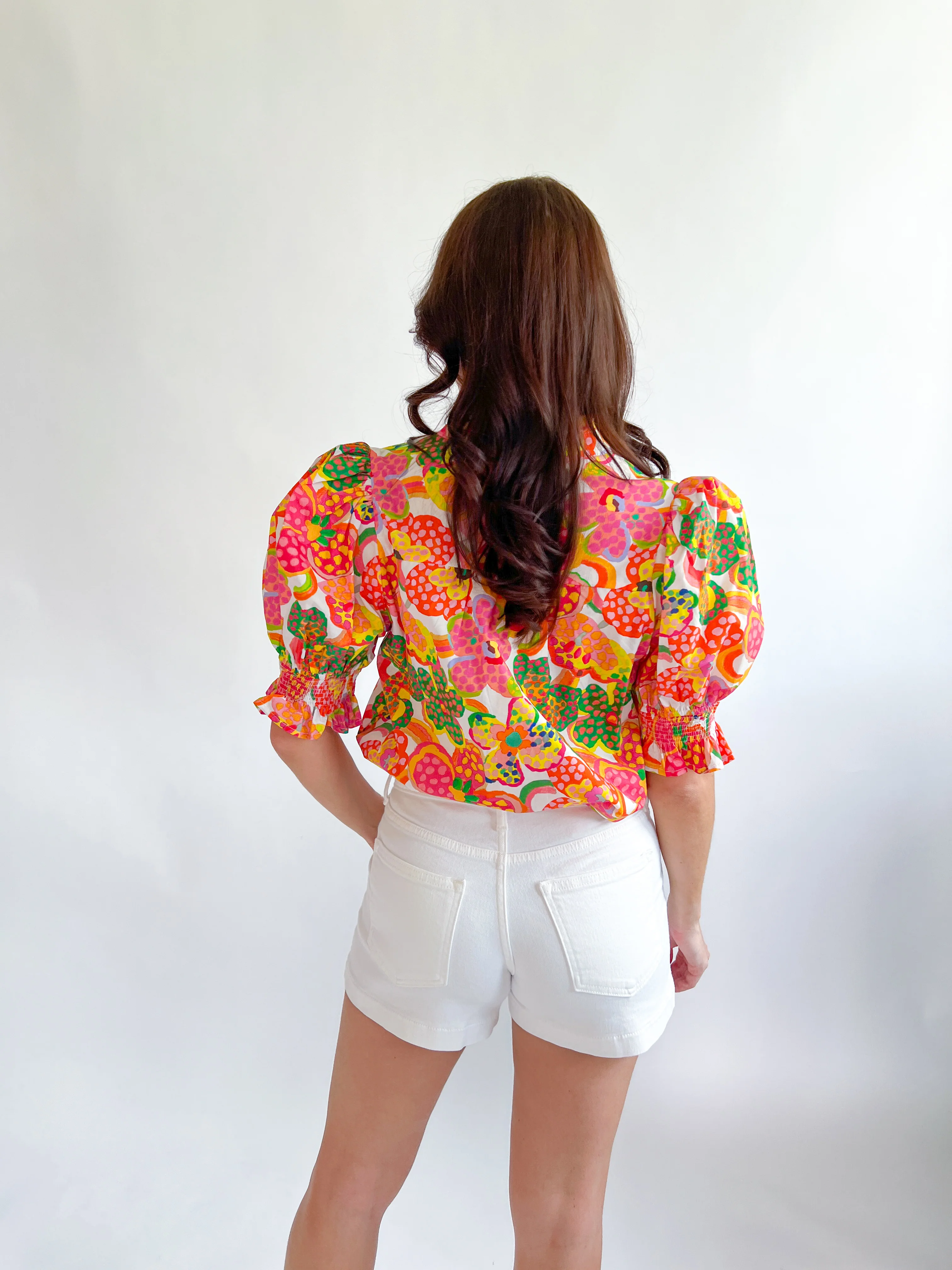 Retro Floral Short Sleeve Top - Image 2