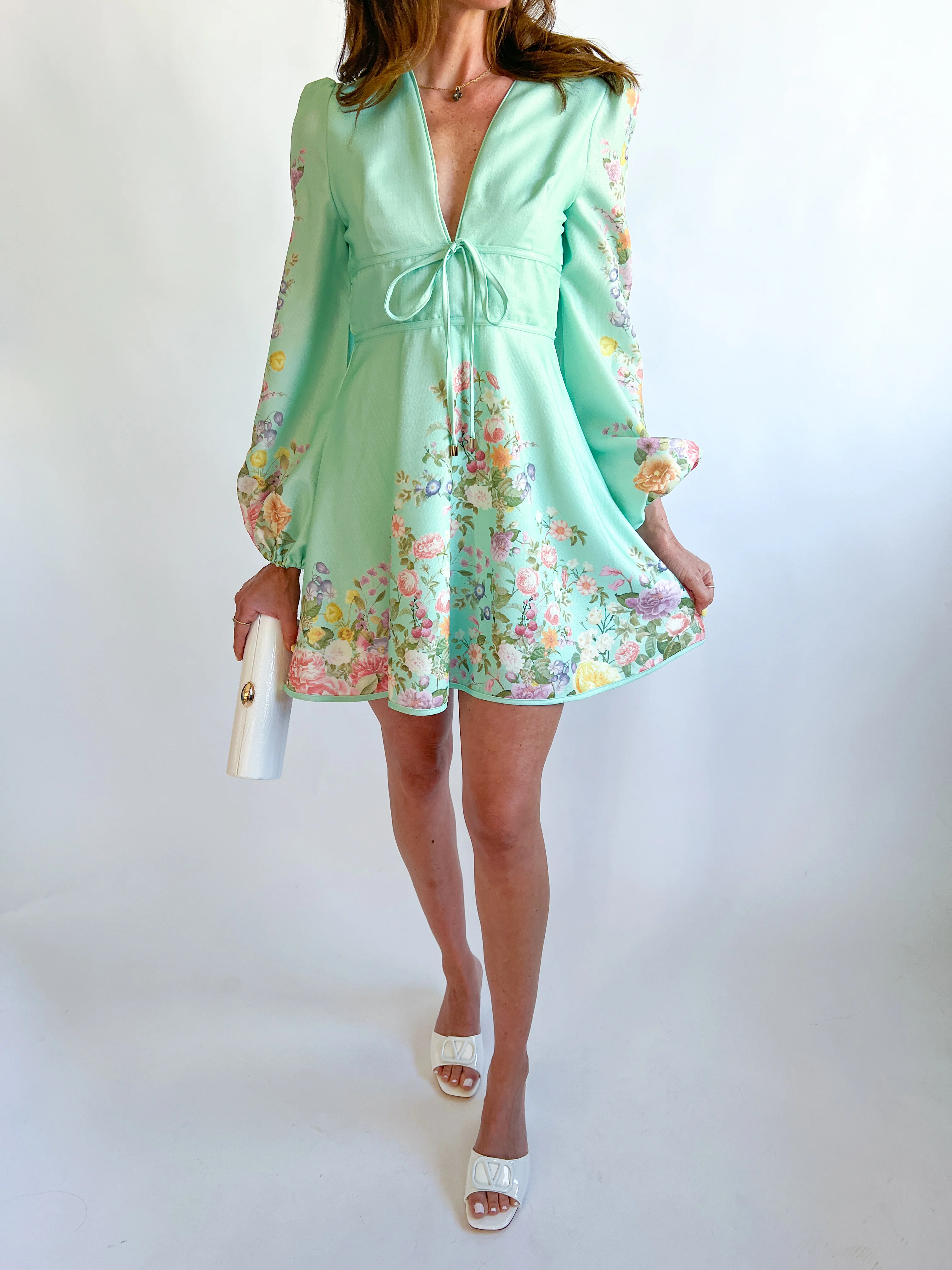 Floral A-Line Mini Dress - Image 3