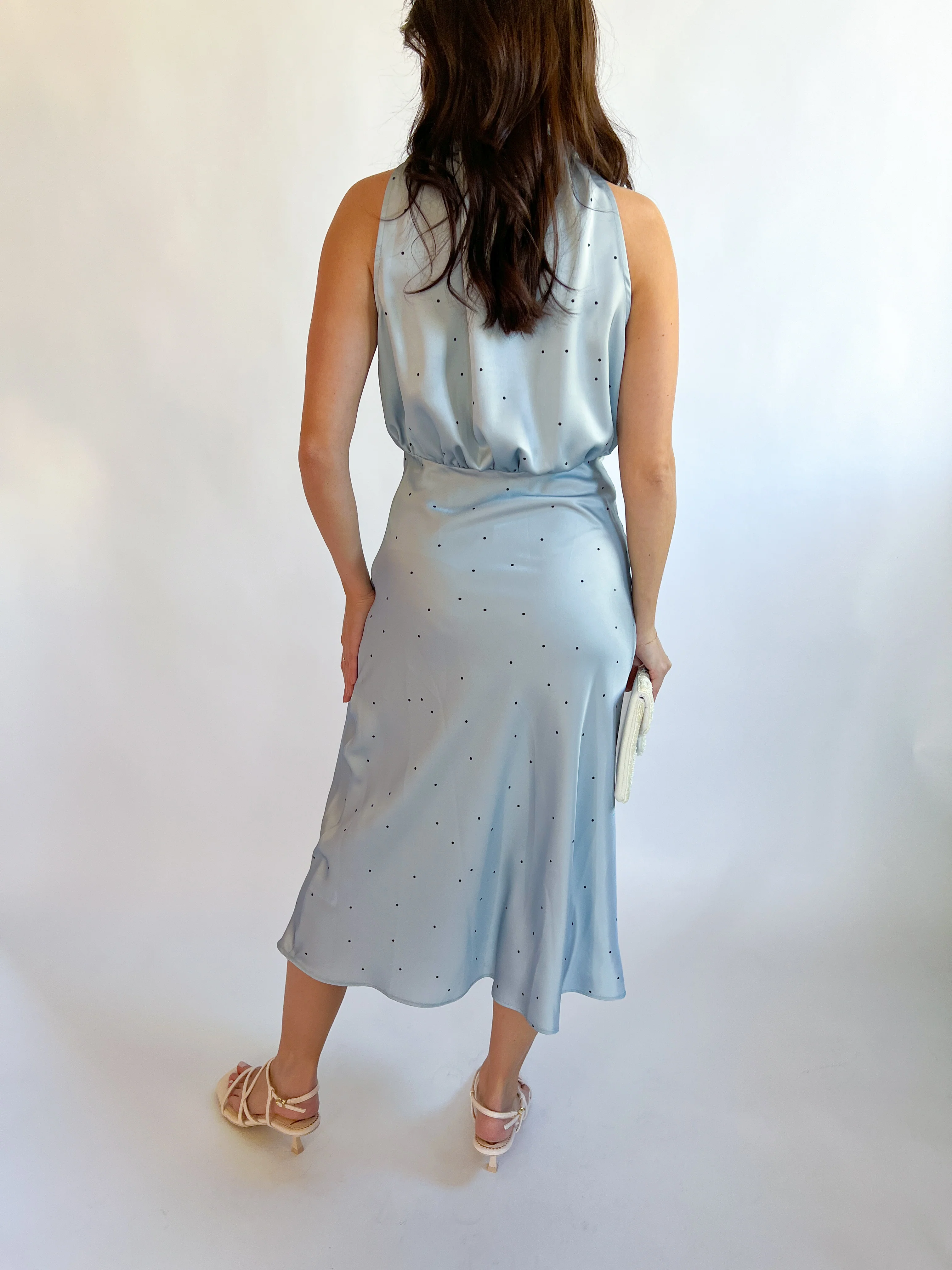 Ruffle Neck Mini Dot Dress - Image 3