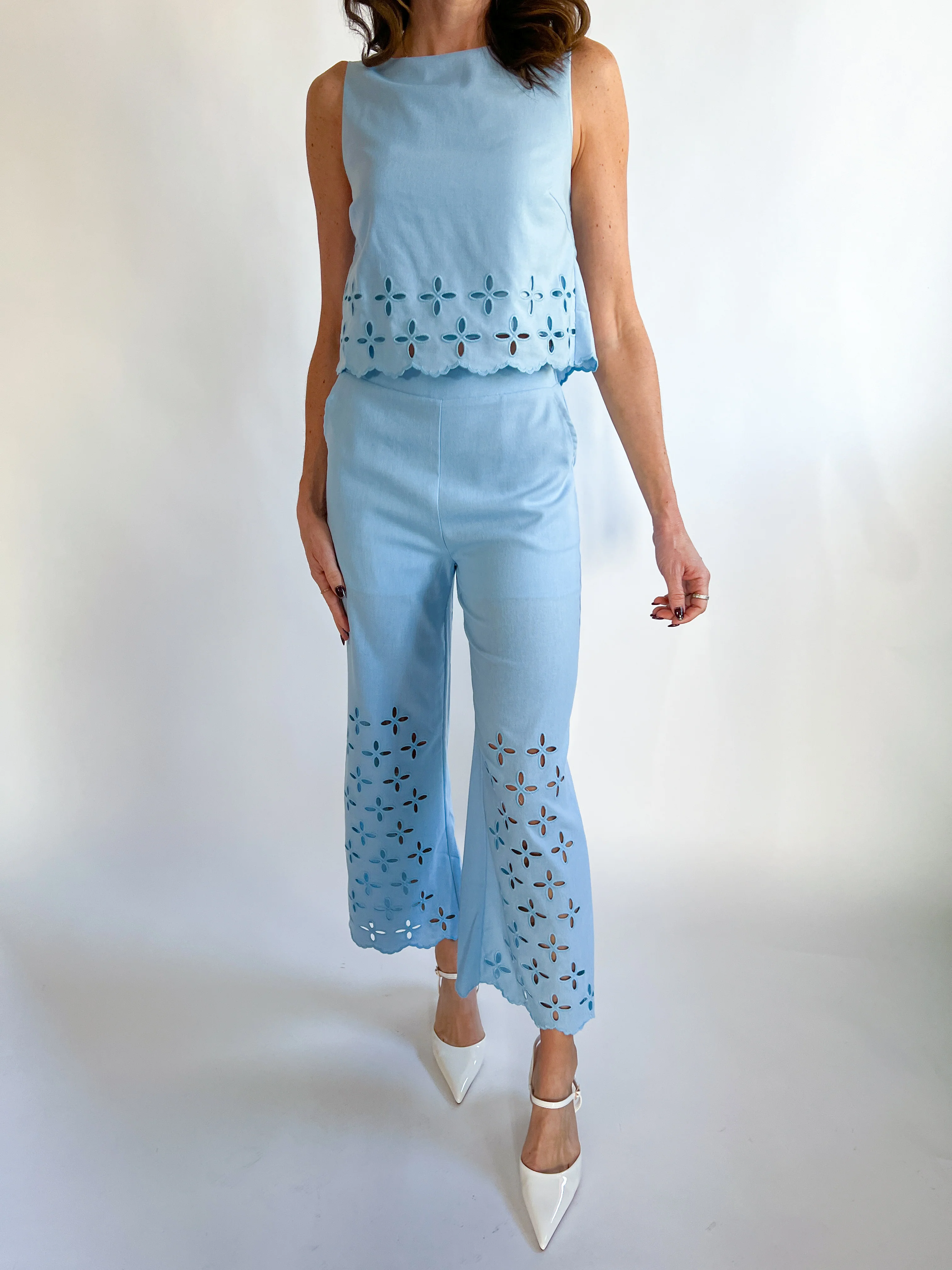 Scalloped Embroidered Pants