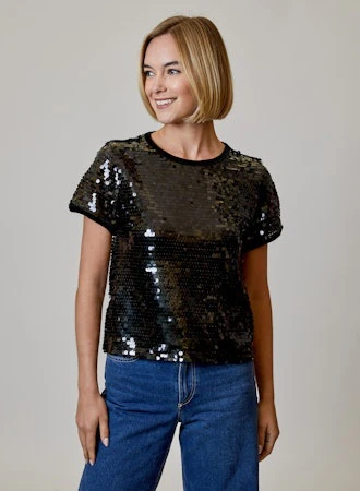 Isabella Sequin Short Sleeve Top - Image 4