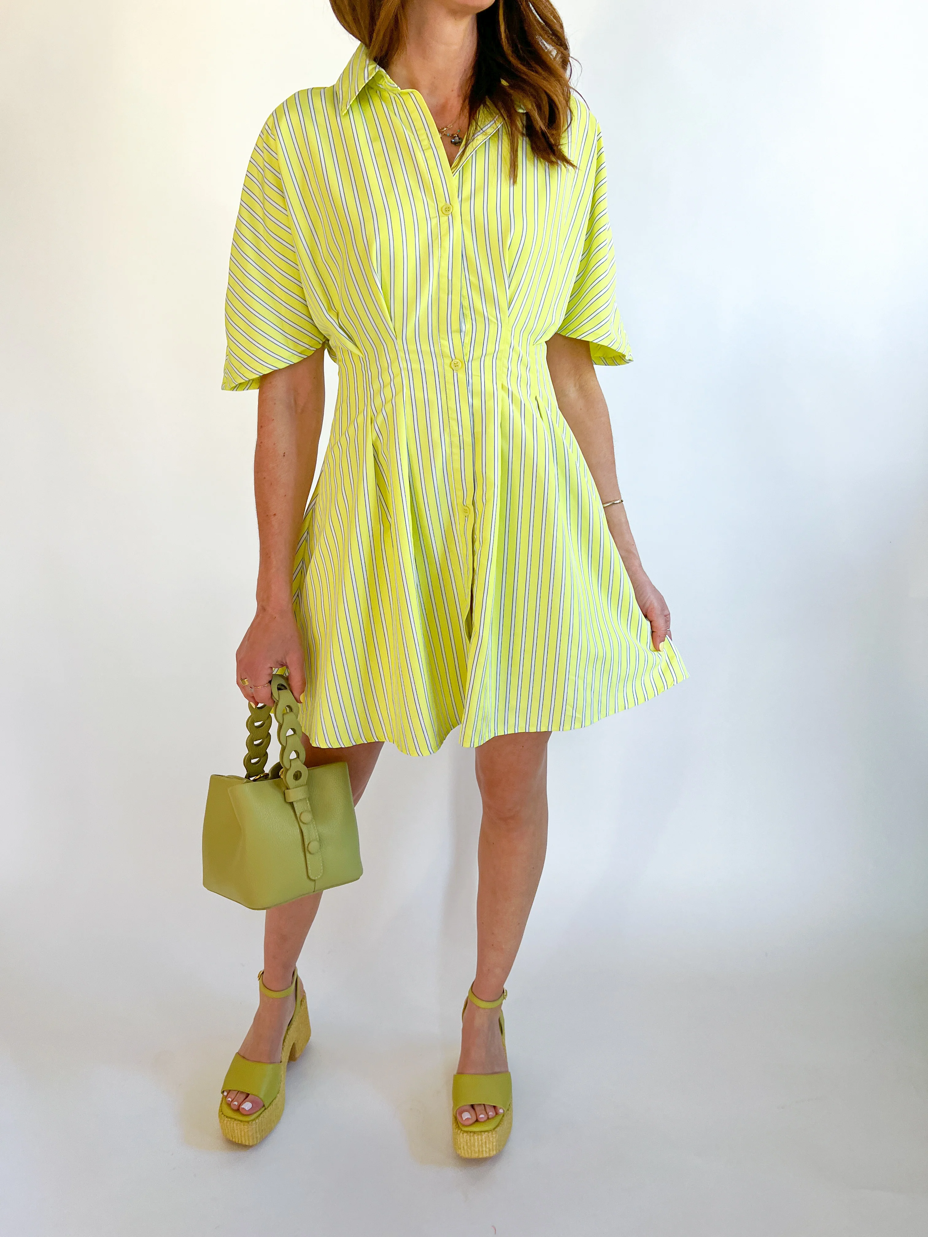 Short-Sleeve Belted Shirt Dress - Image 2