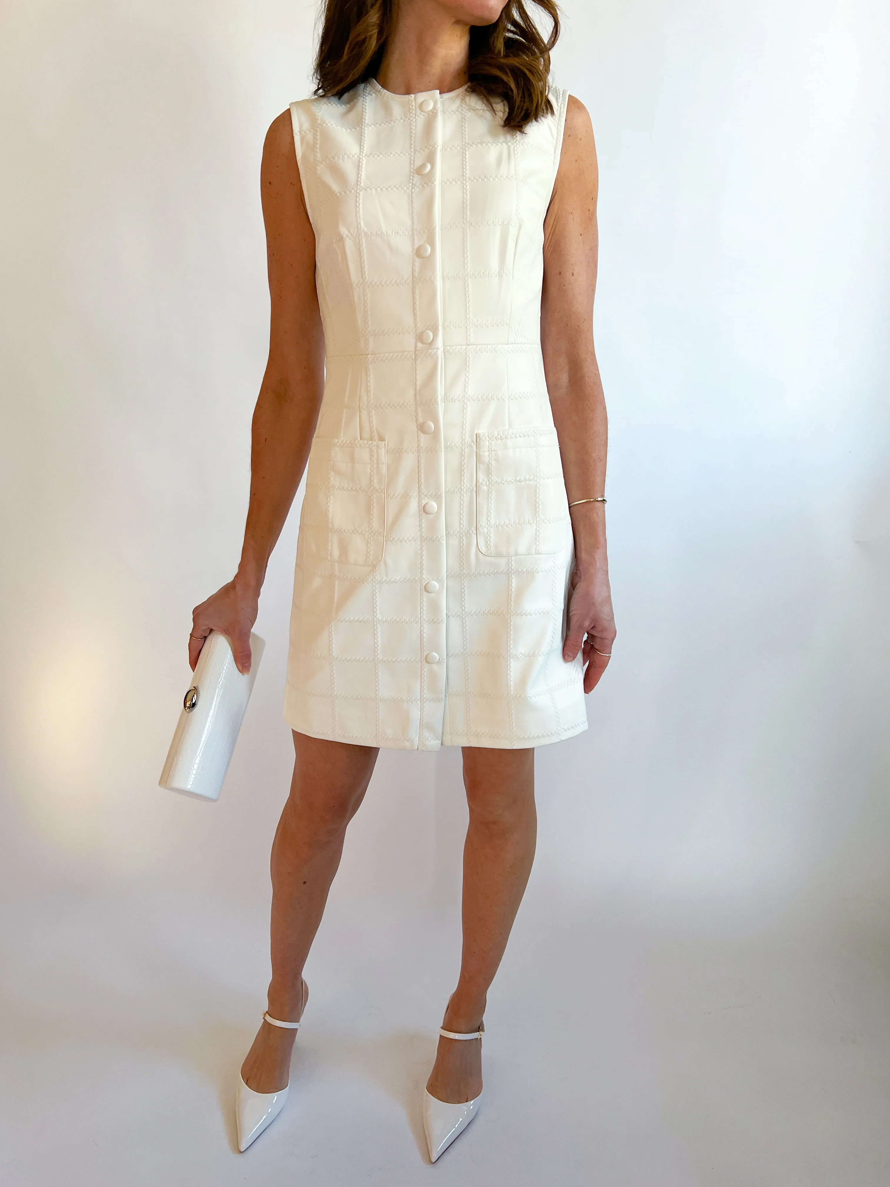 Vegan Plaid Stitch Mini Dress - Image 7