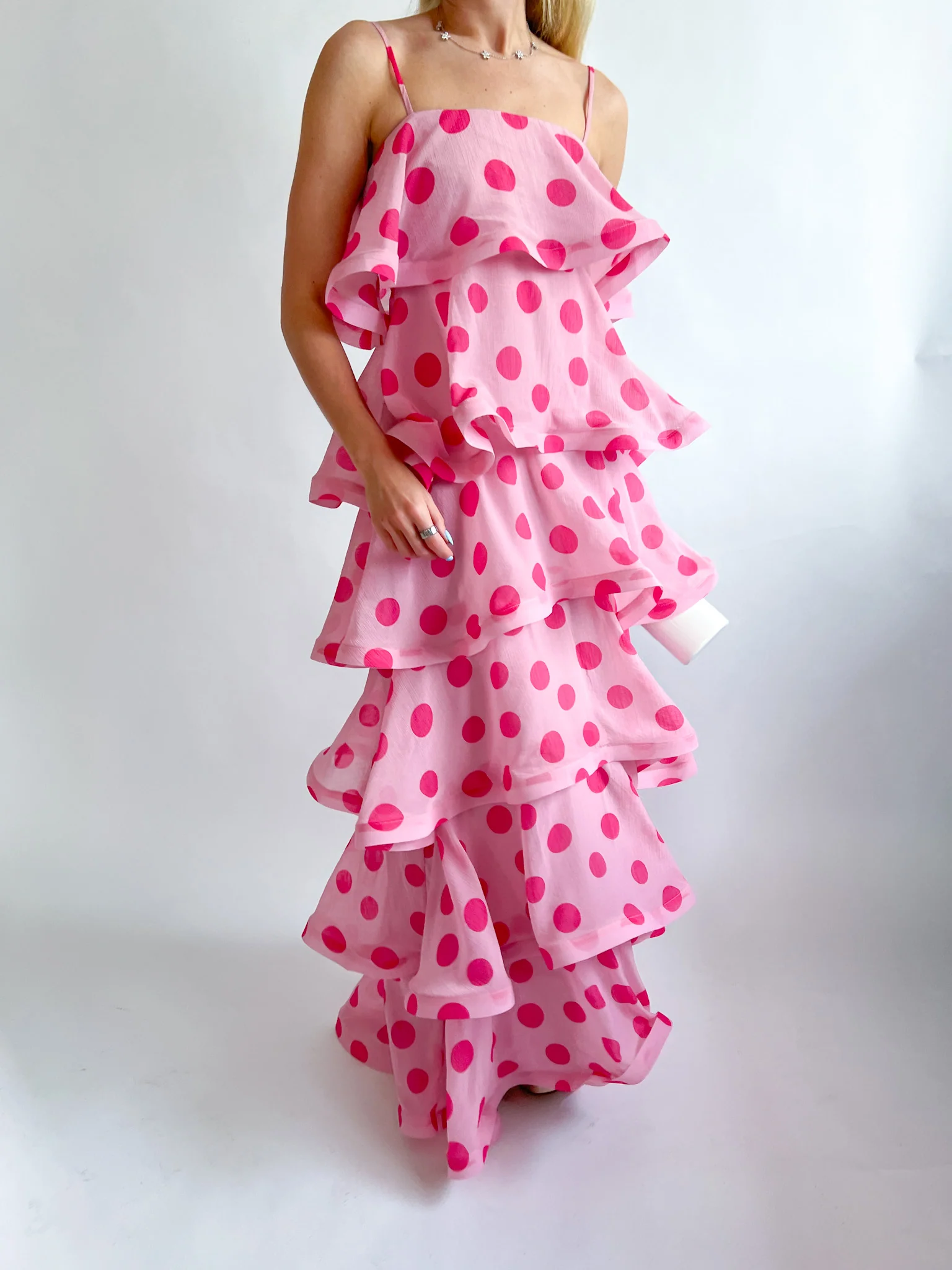 Sola Polkadot Tiered Maxi Dress