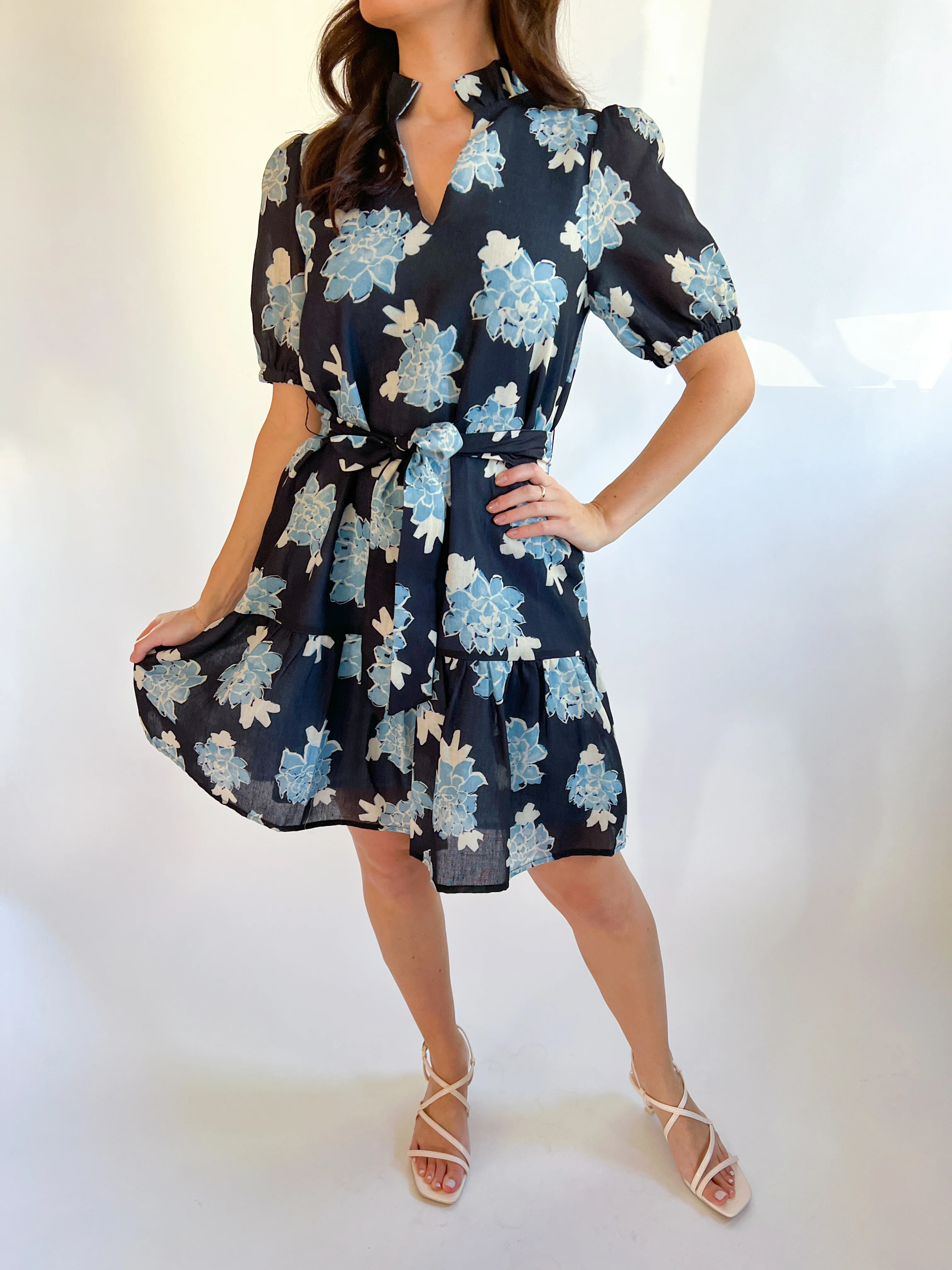 Split Neck Flounce Dress - Image 2