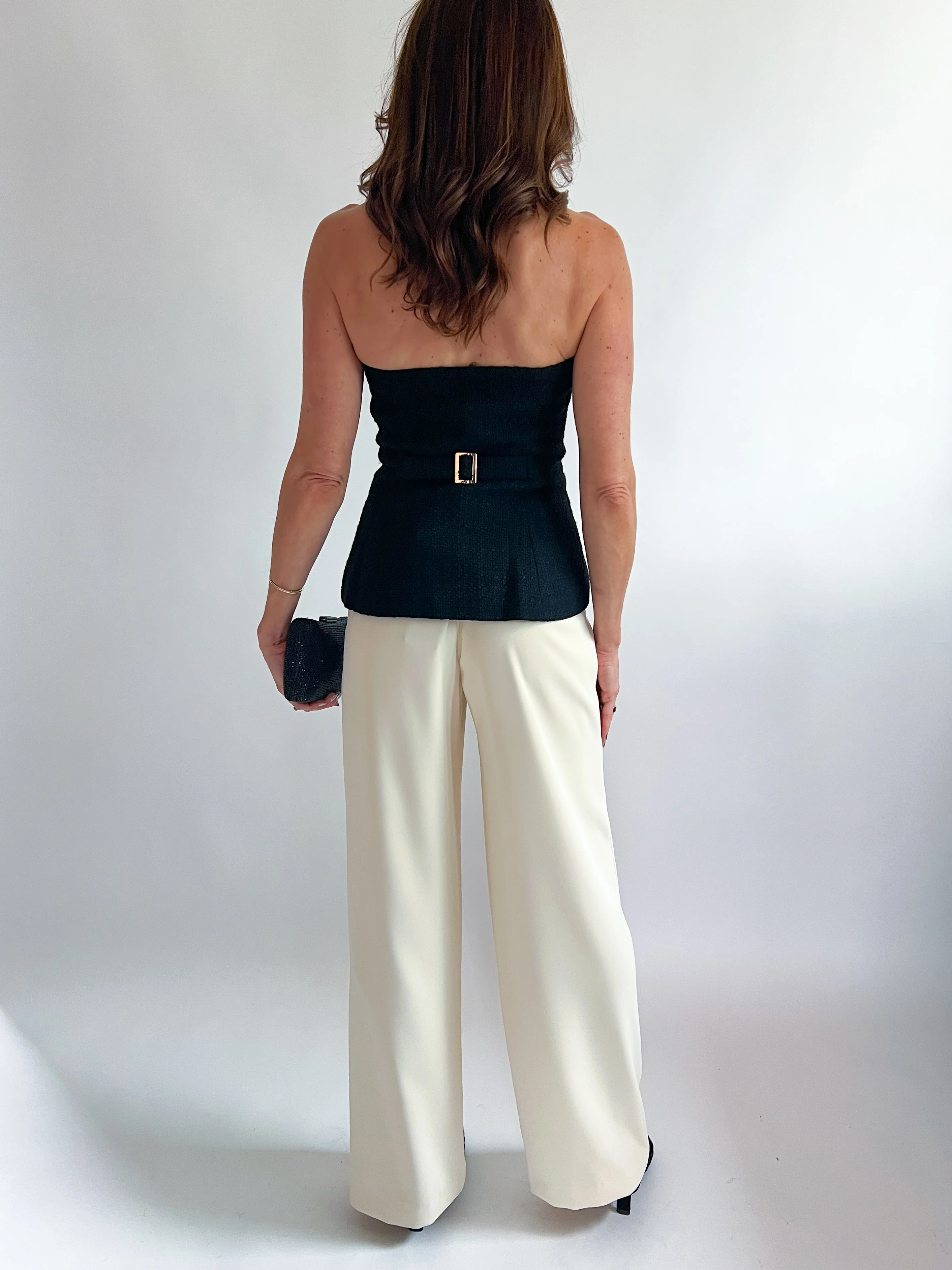 Structured Tweed Strapless Top - Image 3
