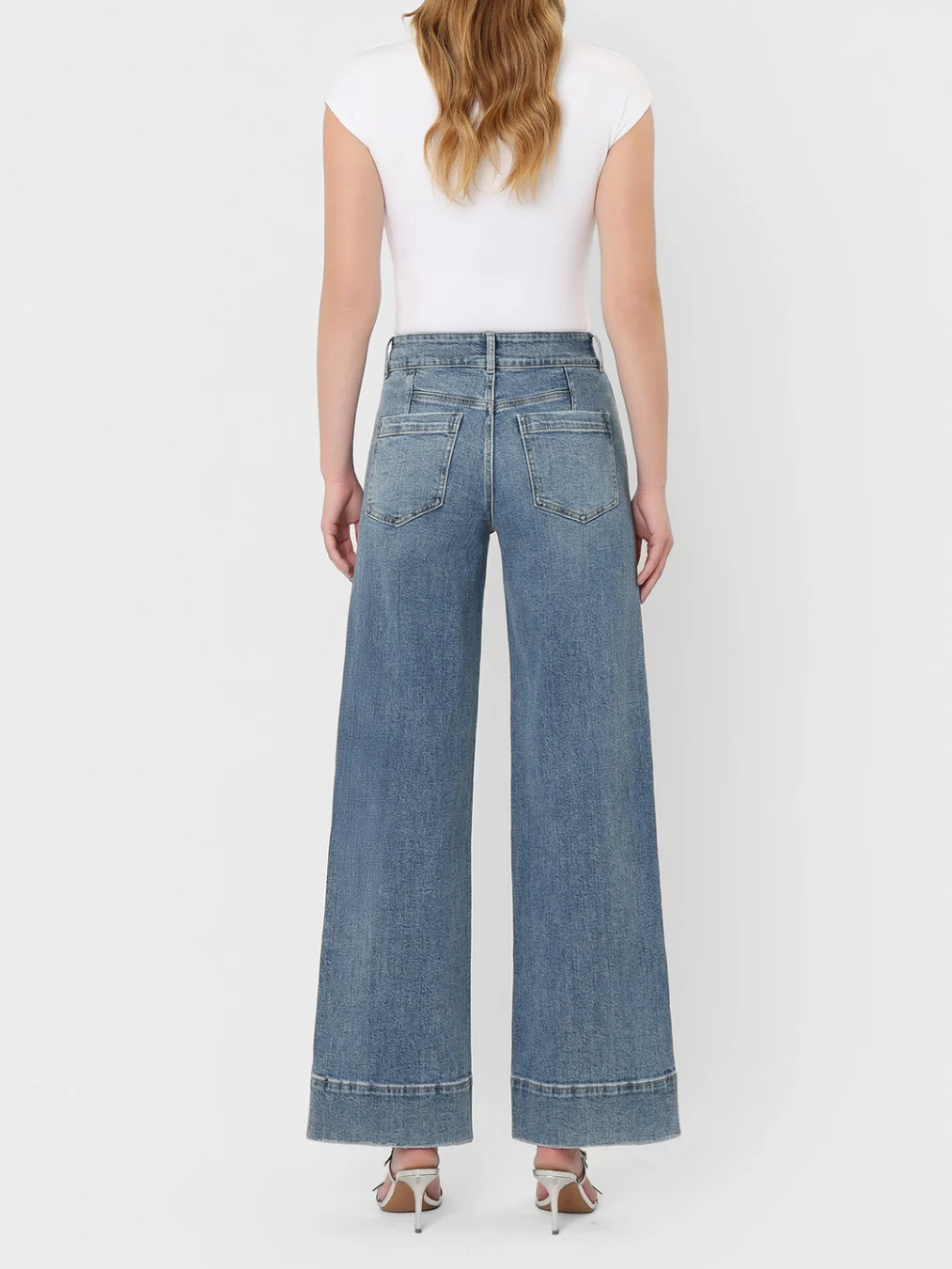 Super High Rise Half Yoke Trouser Hem Wide Jeans - Image 4
