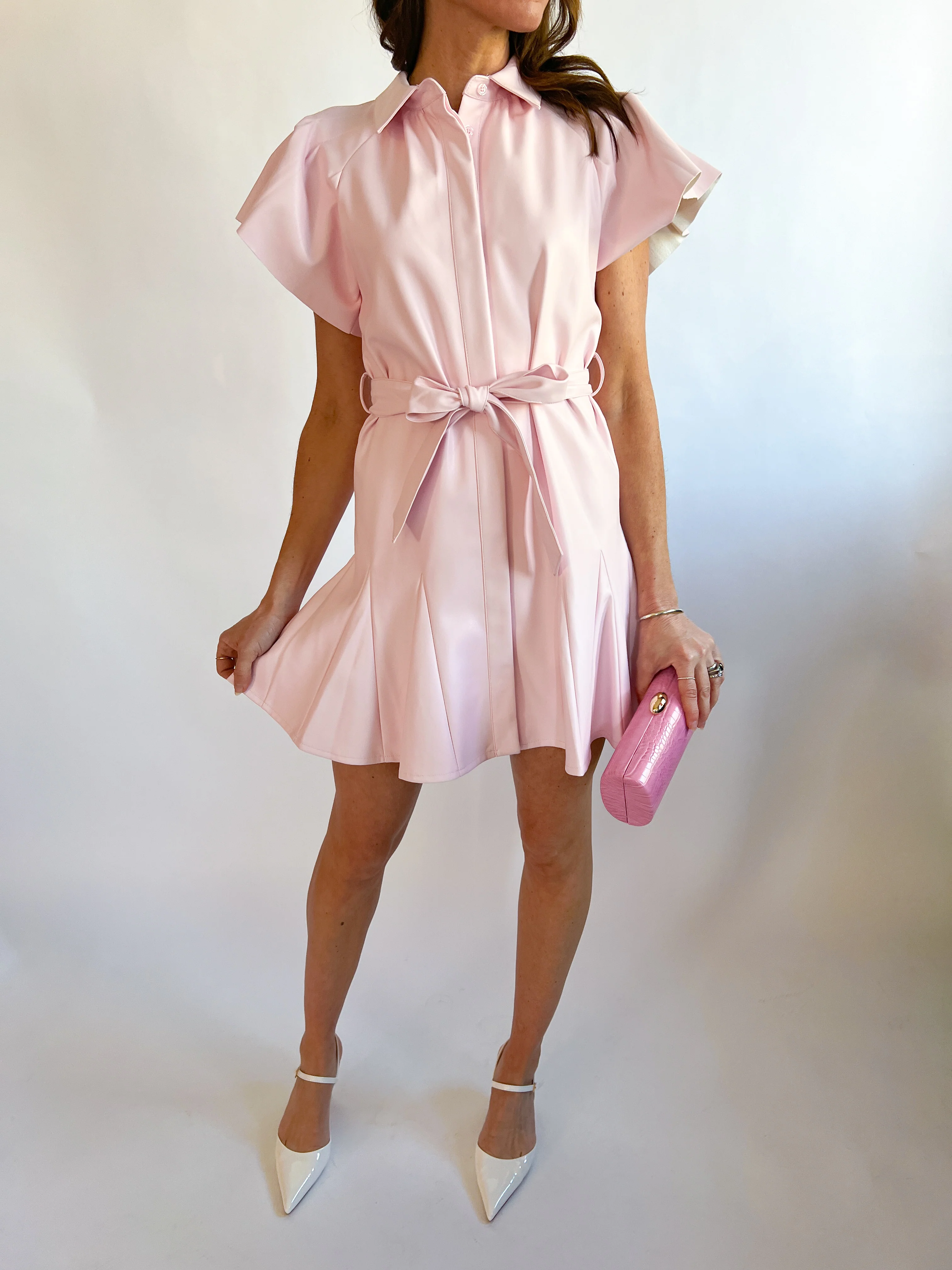 Taylor Pleated Sleeve Mini Dress - Image 4