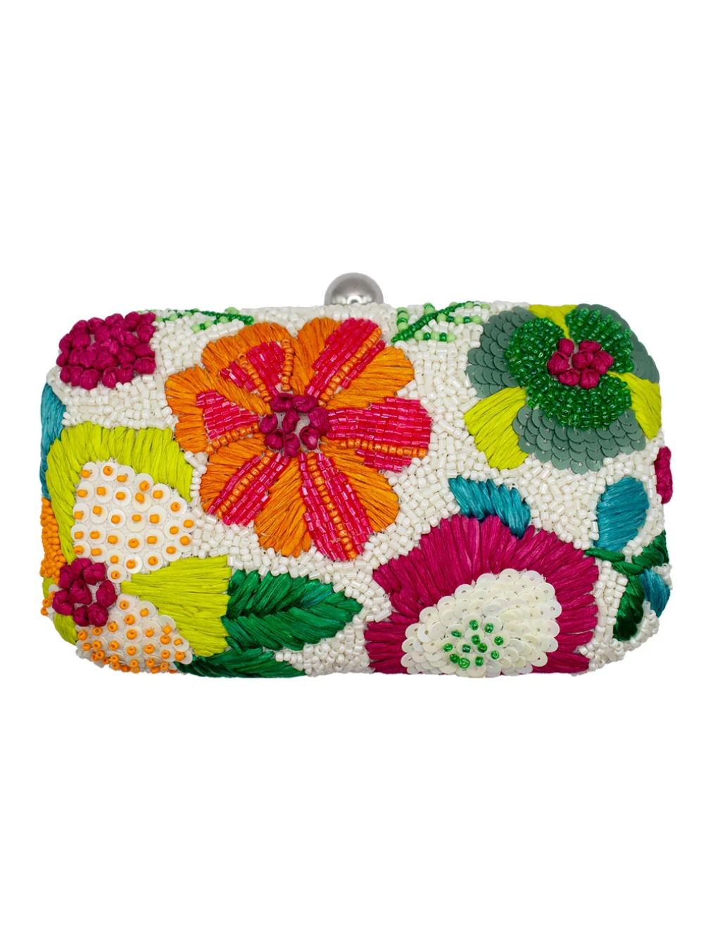 Tropical Floral Beaded Hard Clutch