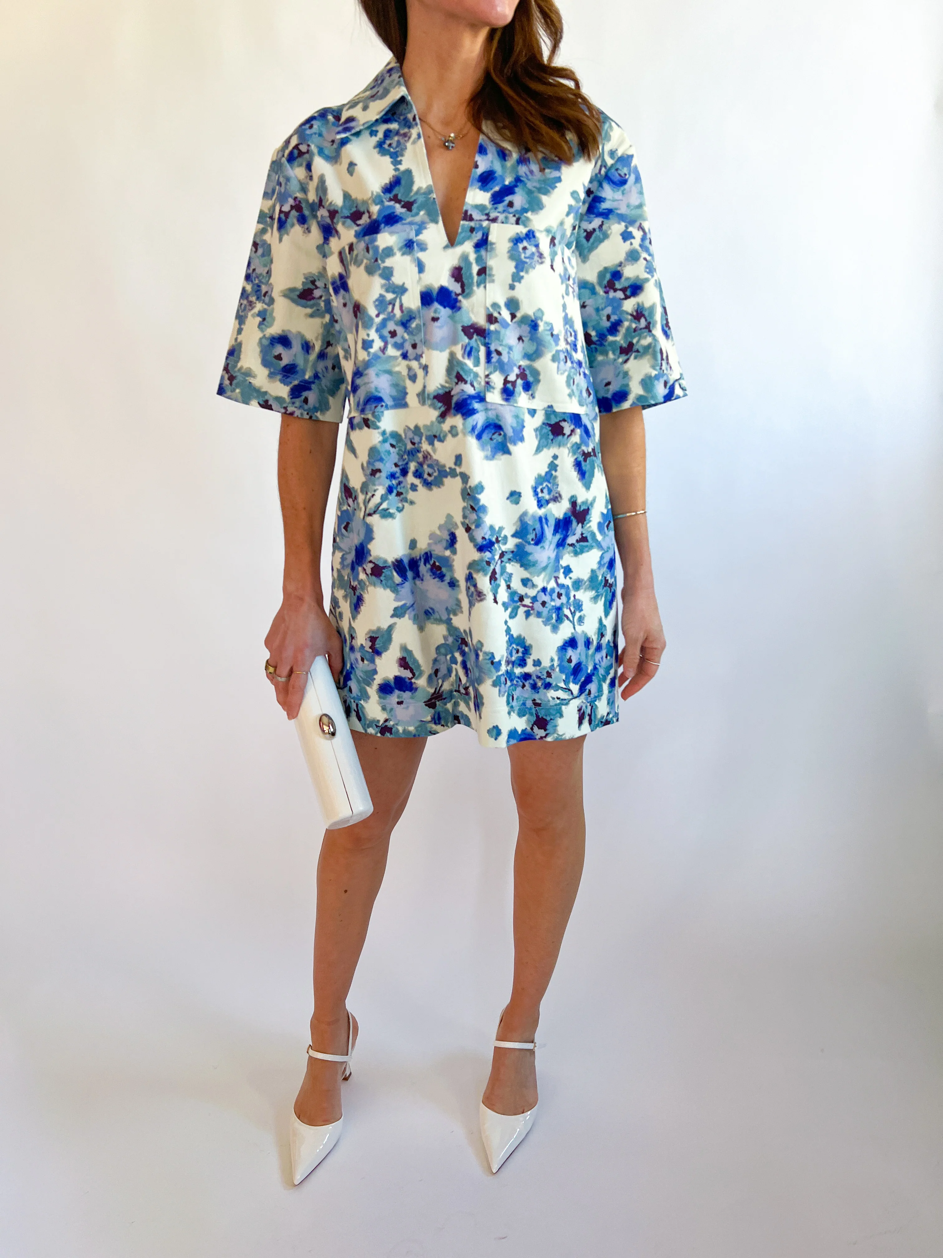 V-Neck Floral Mini Dress - Image 3