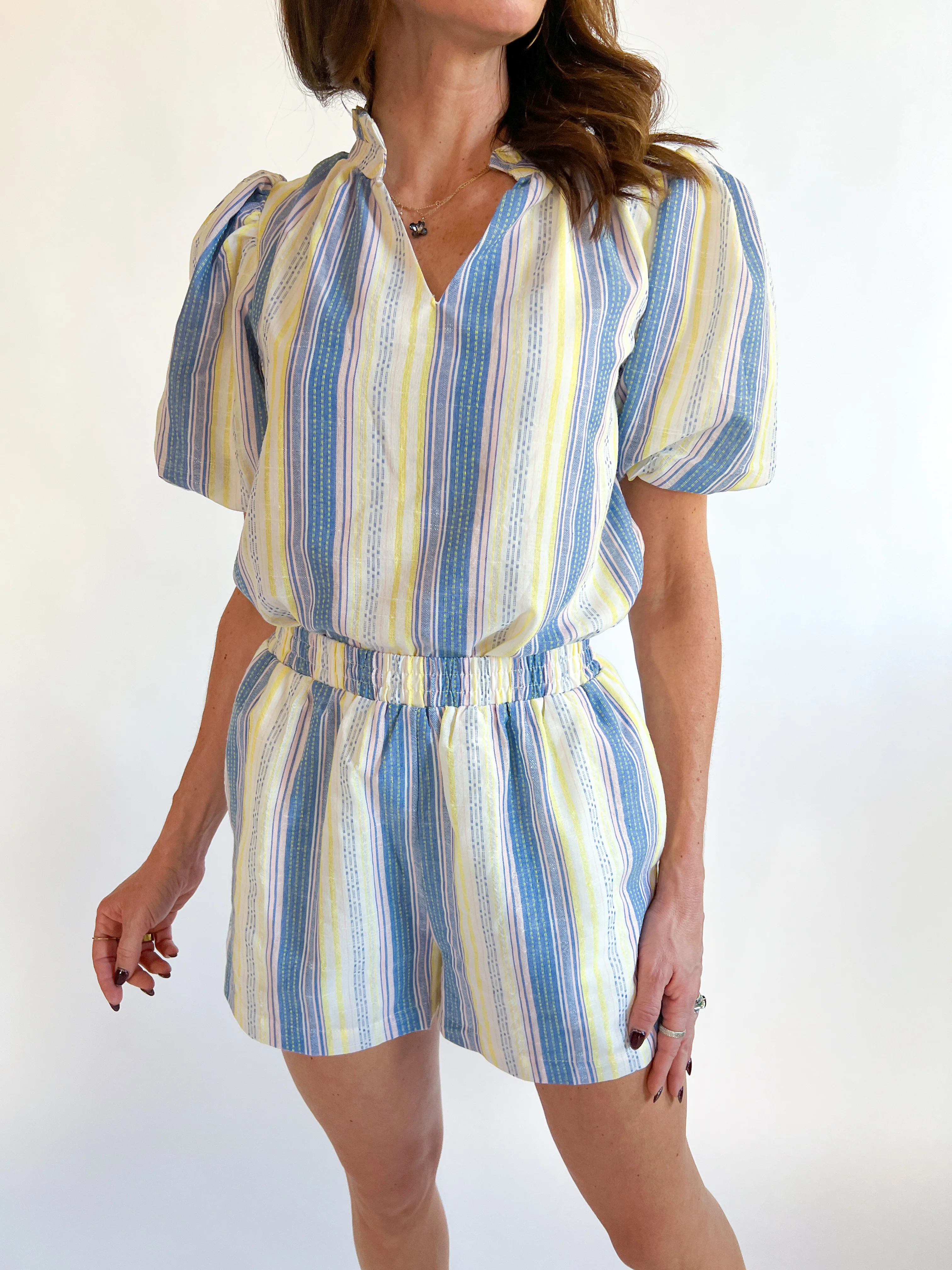 Vexie Striped High Waisted Shorts - Image 4